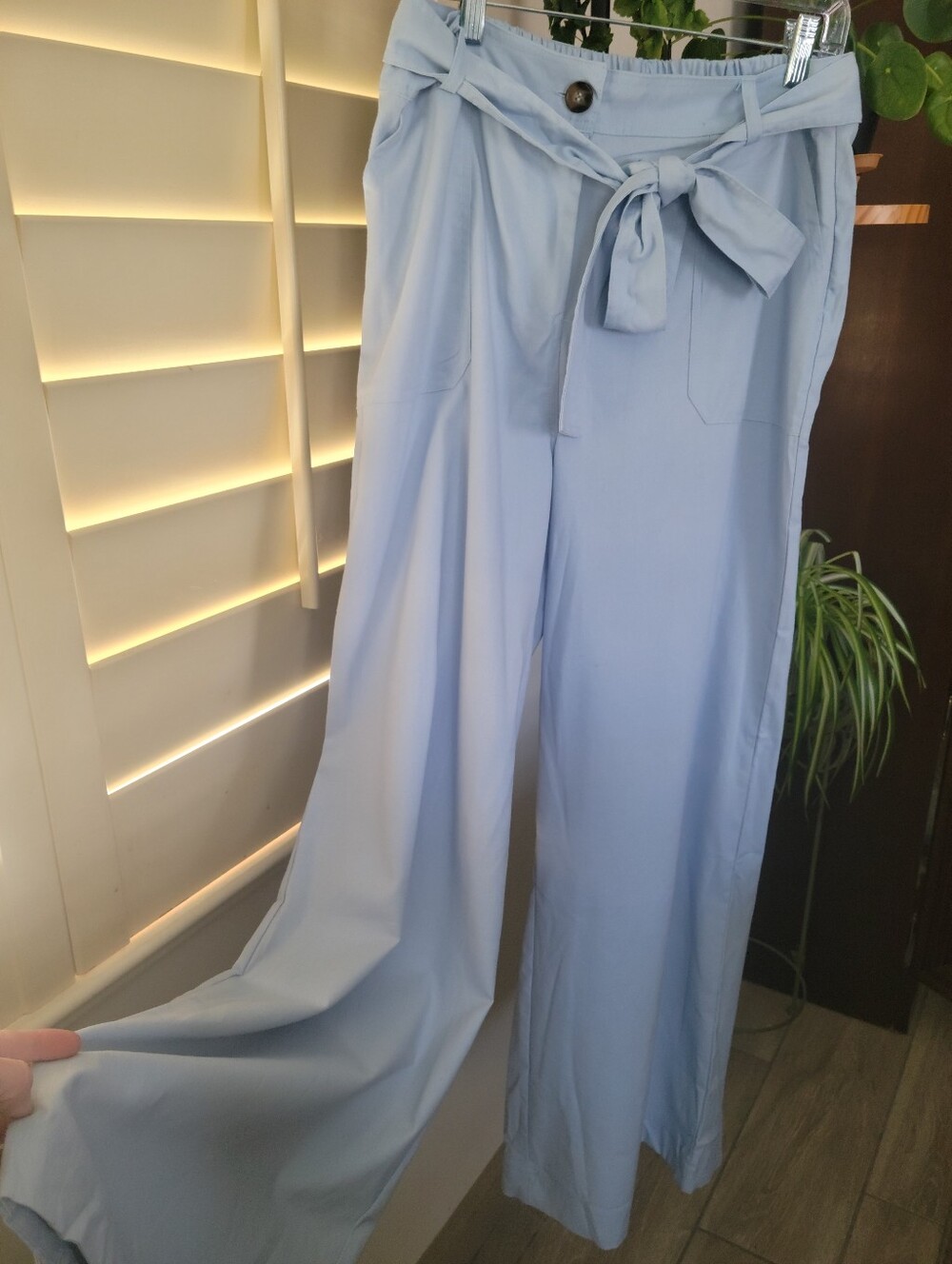 Hyfve Light Blue Wide-Leg Tie-Waist Pants